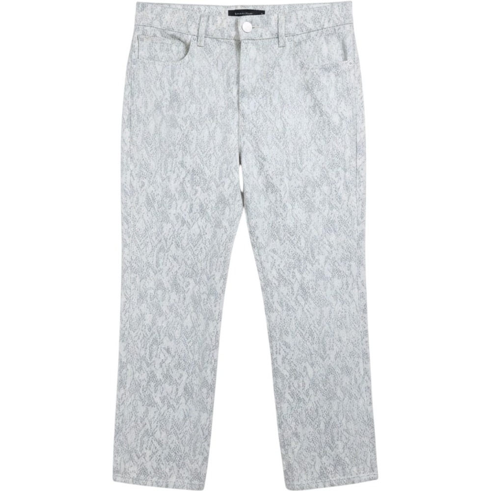 Express Gray White Jeans Size 10 Straight Crop High Rise Snakeskin Stretch